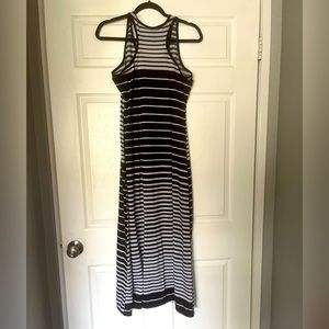 Black and white striped maxi sundress (used)